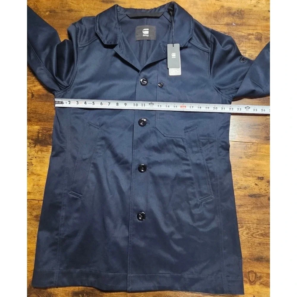 G-Star Raw Men's Navy Blue Cotton Garber Trench Utility Jacket Coat Size L NWT